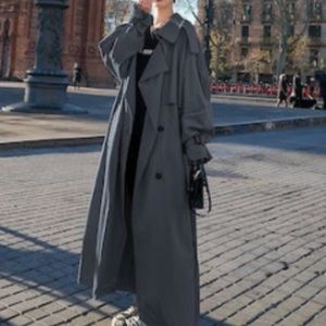 Oversized Trench Coat in Gray